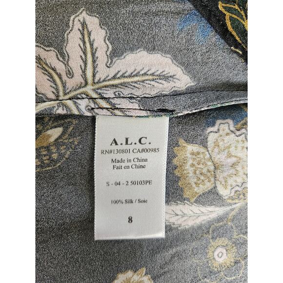 A.L.C. Cooper Ruffle Open Back Floral Print Silk Top, Size 8 - Picture 9 of 12
